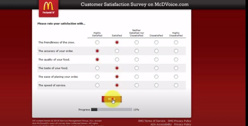 What are the requirements for MCDvoice McDonald’s survey?